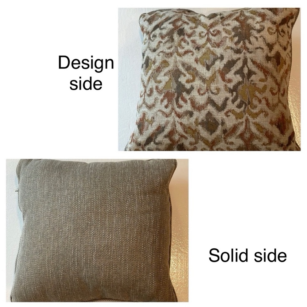 Earth Toned Elegant Decorative Reversable Throw Pillow - Approx. 21” x 21”